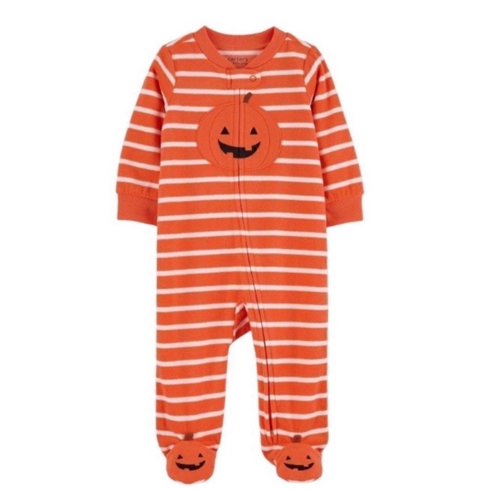 Carter’s Just One You Halloween Pumpkin Fleece Footed Sleep & Play NB Newborn
